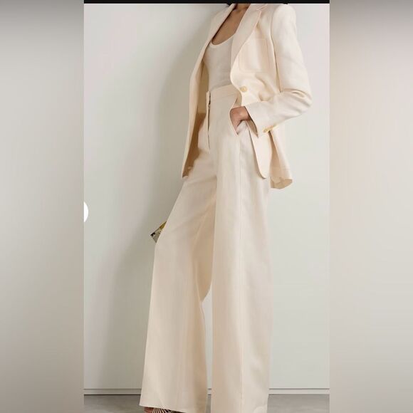 MaxMara Pants - MaxMara Boemia Linen/Twill Pantsuit, Ivory, size 10